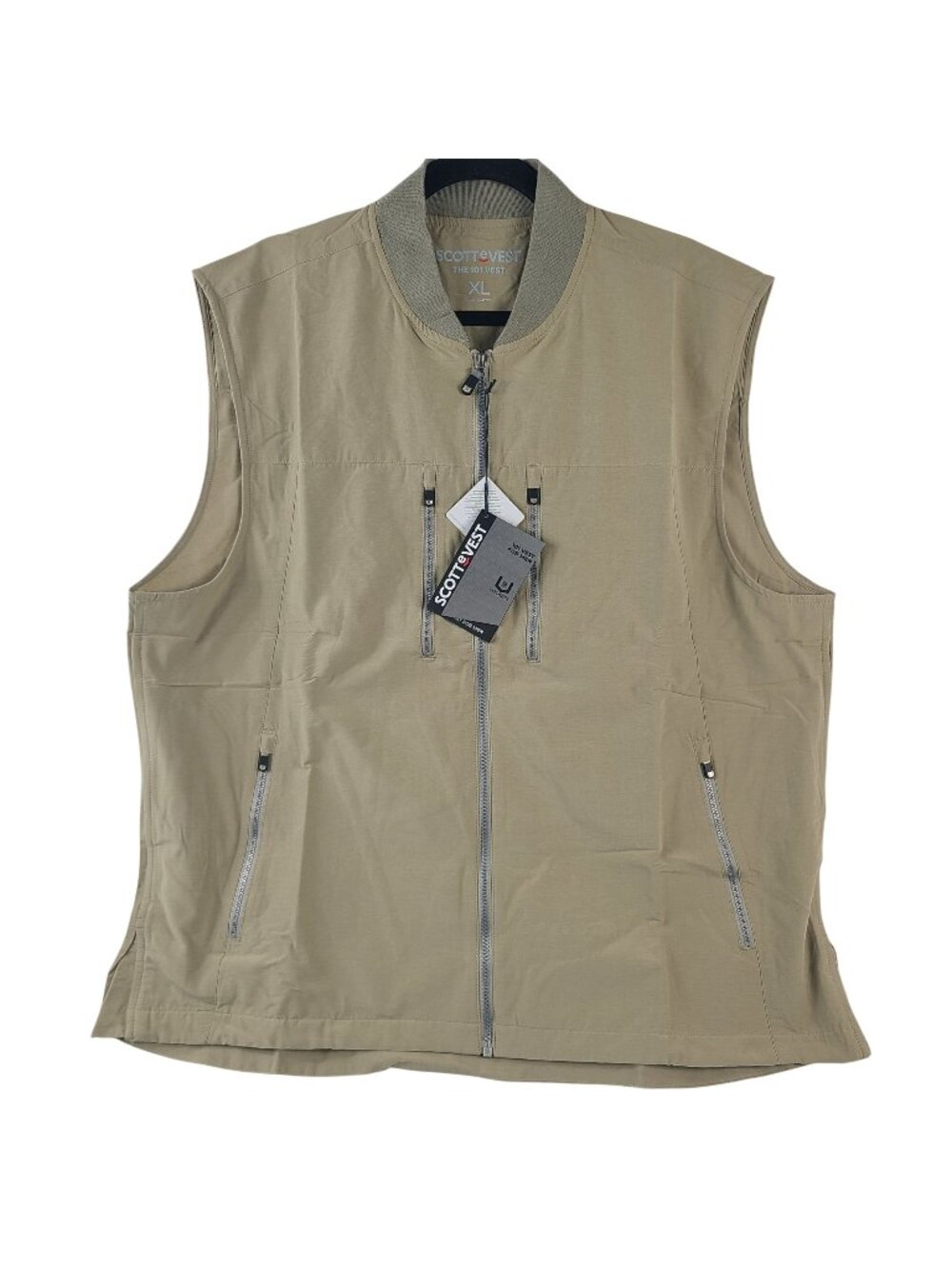 NEW Scottevest Men's 101 Vest Sz XL Beige With 9 Pockets For Travel & Everyday